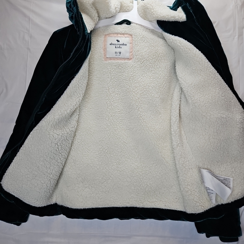 Abercrombie & Fitch Green Hooded Jacket Puffer Coat AF Size 11/12 - Picture 13 of 16